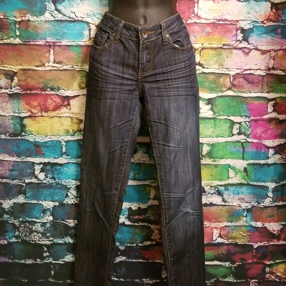 Dark denim blue jeans
